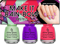 China Glaze Make It Rain-bow Pastels set.