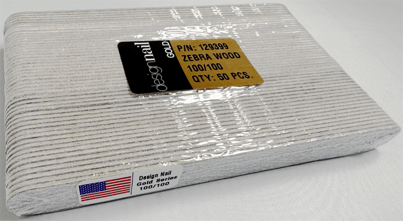 Design Nail Zebra Wood Emery, 100/100 grit, 50/ pack.