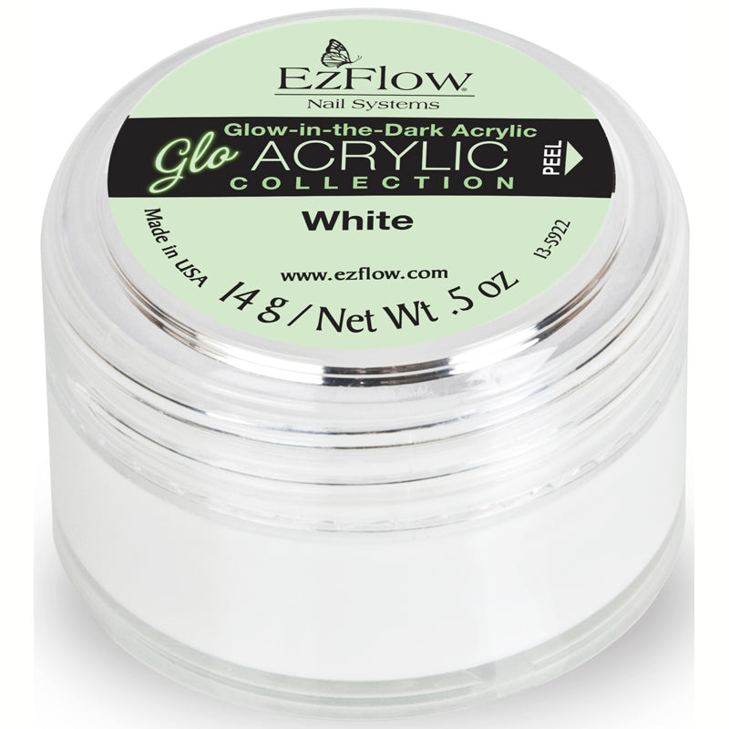 EZ Flow Glow In The Dark Acrylic Powder, White, 0.5 oz.