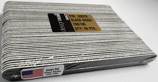 Design Nail Black Wood Emery, 100/100 grit, 50/ pack.