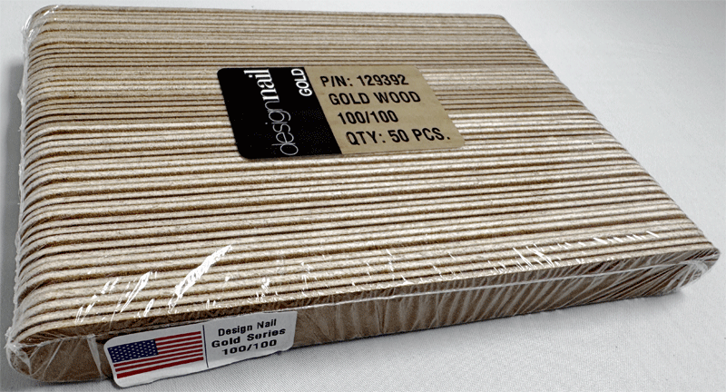 Design Nail Gold Wood Emery, 100/100 grit, 50/ pack.